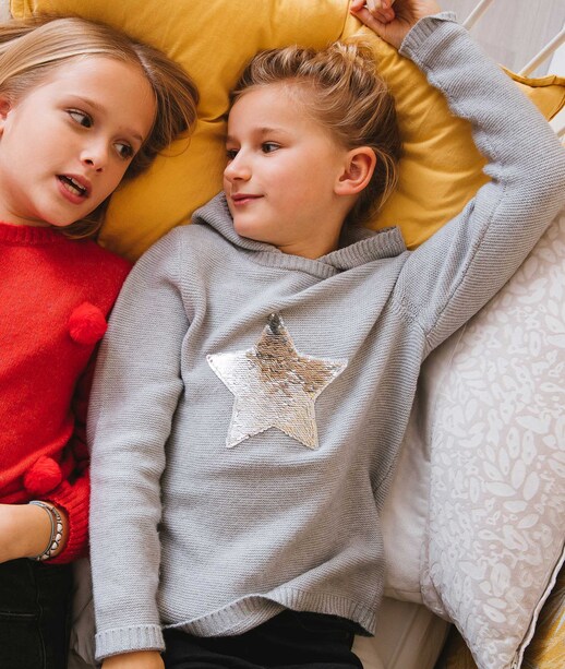 Pull gris à capuche enfant GRIS