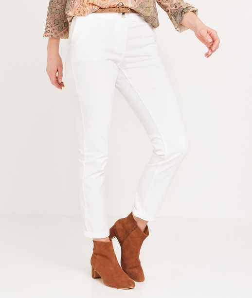 Pantalon chino uni femme BLANC