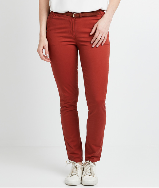 Pantalon chino uni femme TERRACOTTA