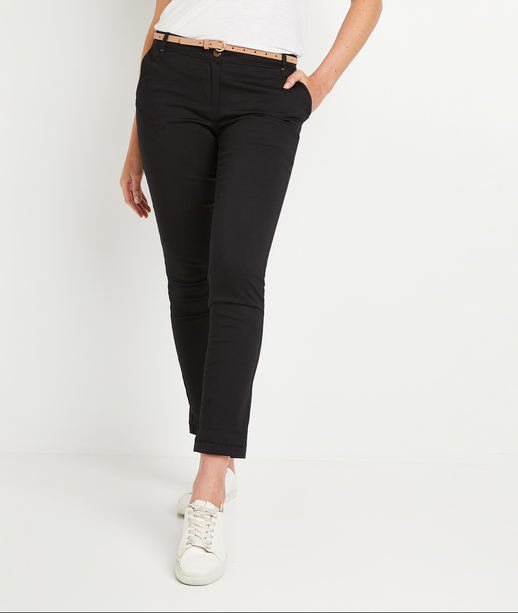 Pantalon chino uni femme NOIR