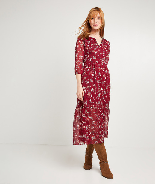 Robe longue imprimée femme BORDEAUX
