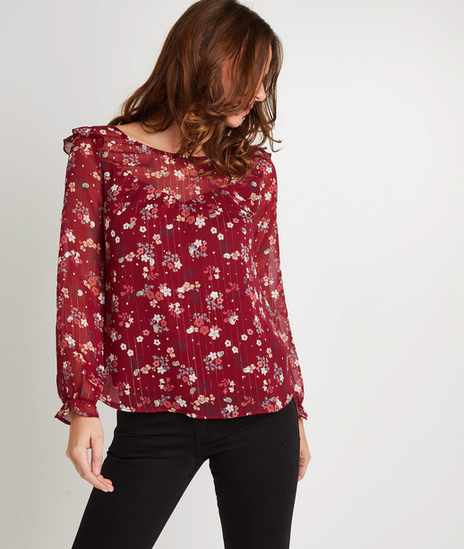 Blouse à volants imprimé fleuri femme IMPRIME