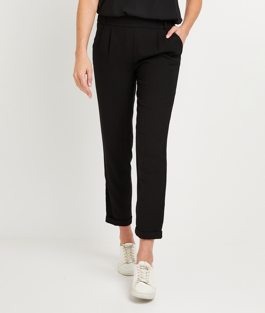 Pantalon fluide élastiqué femme NOIR