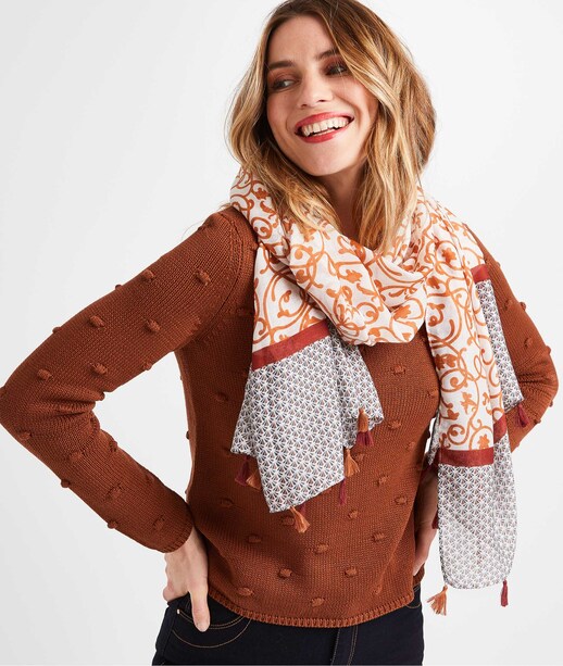 Etole imprimé arabesque femme TERRACOTTA