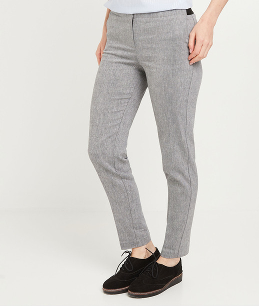 Pantalon cigarette élastiqué femme GRIS