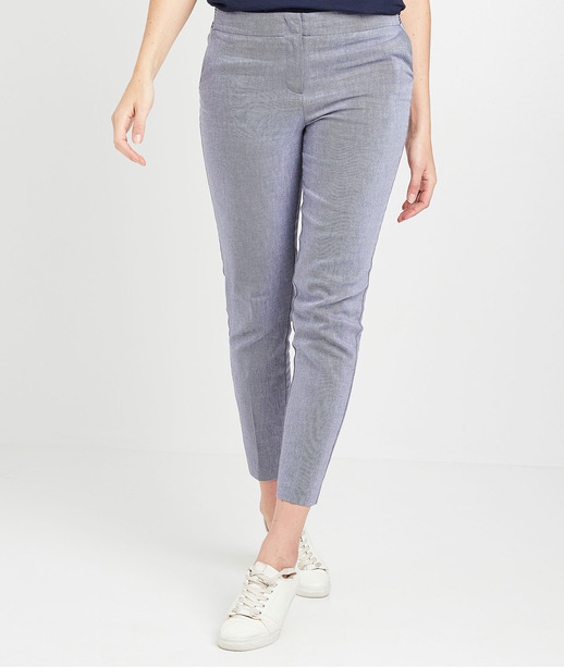 Pantalon cigarette élastiqué femme BLEU