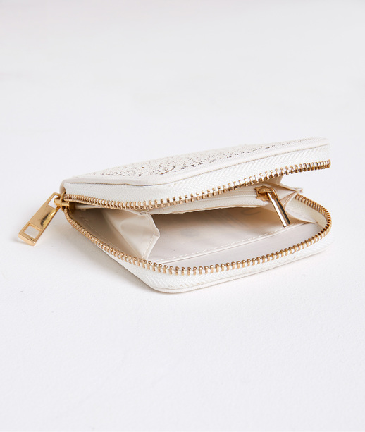Porte-monnaie à motif perforé femme BLANC
