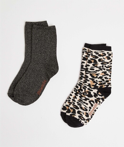 Lot de deux paires de chaussettes femme LEOPARD