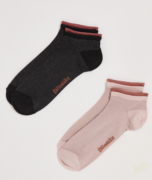 Lot de deux paires de socquettes femme ROSE