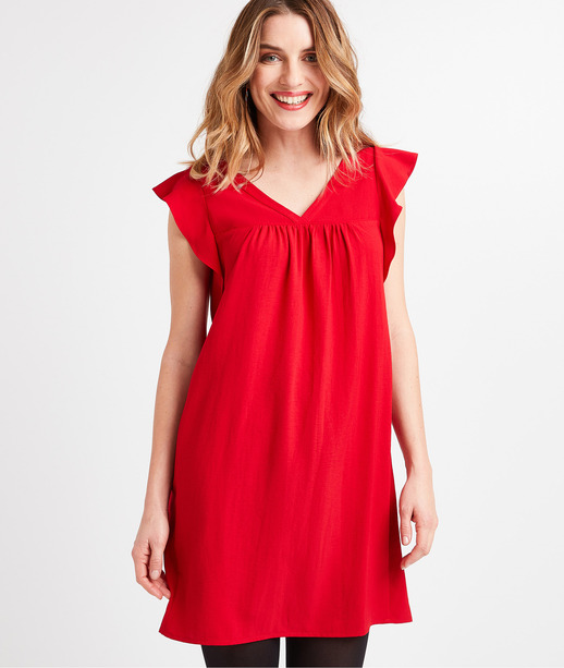 Robe rouge à volants femme ROUGE