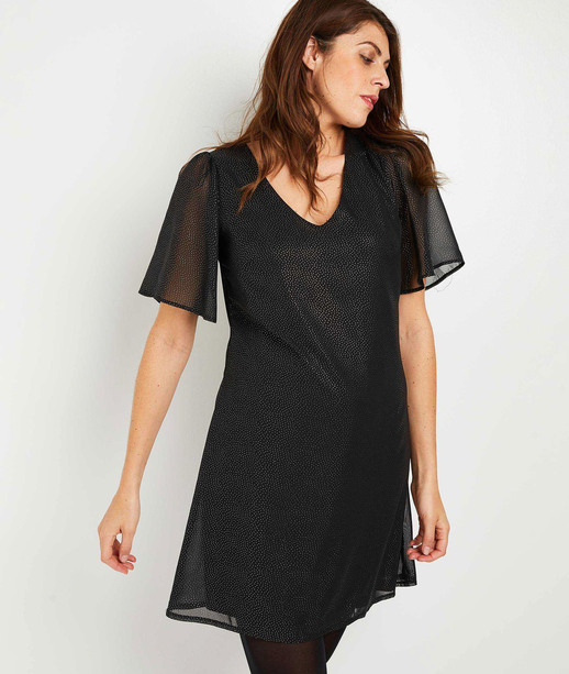 Robe noire à pois femme NOIR