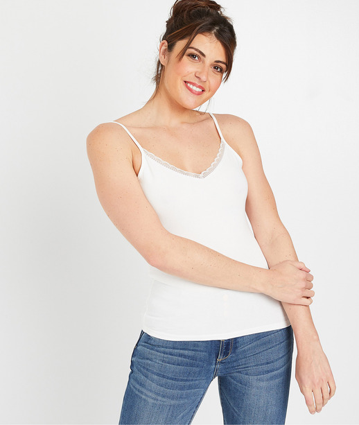 Déardeur en coton uni femme ECRU
