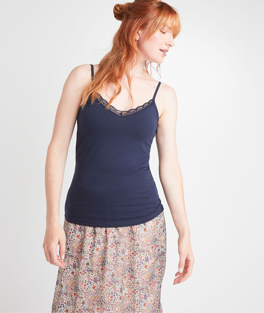Débardeur en coton uni femme MARINE