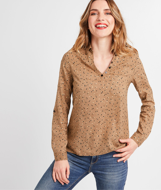 Tunique imprimée femme TAUPE