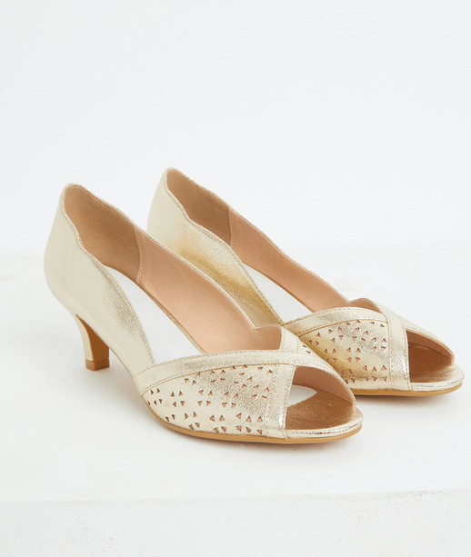 Escarpin perforé doré femme OR
