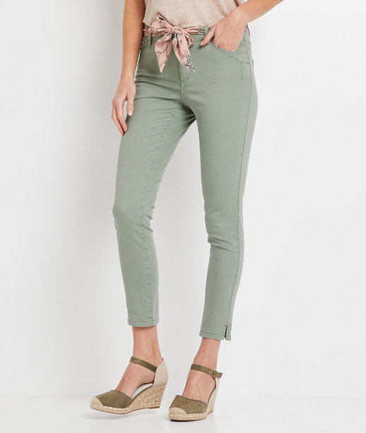 Pantalon raccourci de couleur femme ROSEAU