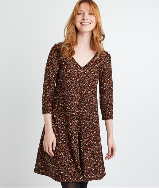 Robe maille évasée léopard femme ECUREUIL