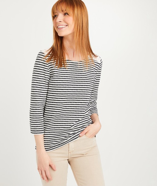 Sweat marinière avec dentelle femme MARINE