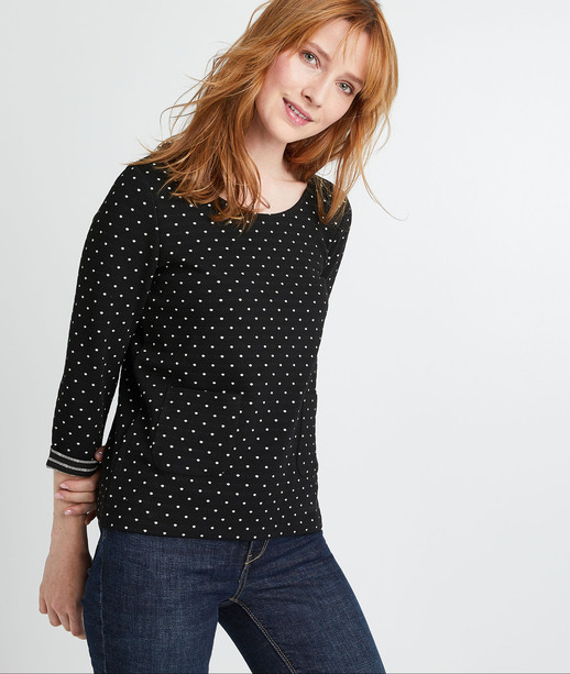 Sweat à pois noir femme MARINE