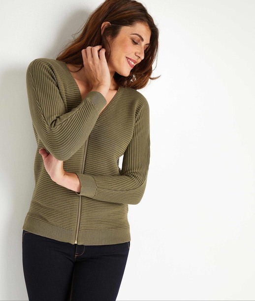 Gilet zippé kaki femme KAKI