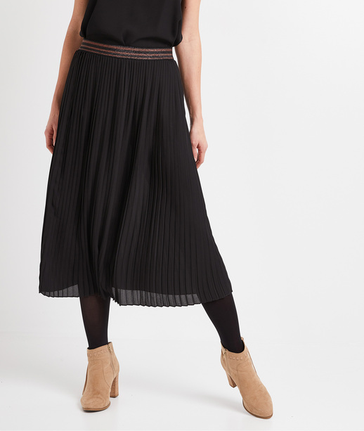 Jupe plissée noire femme NOIR