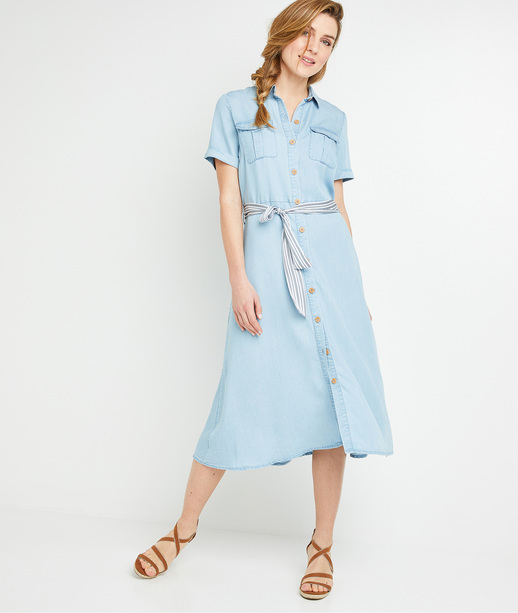 Robe chemise en lyocell femme BLEACHED