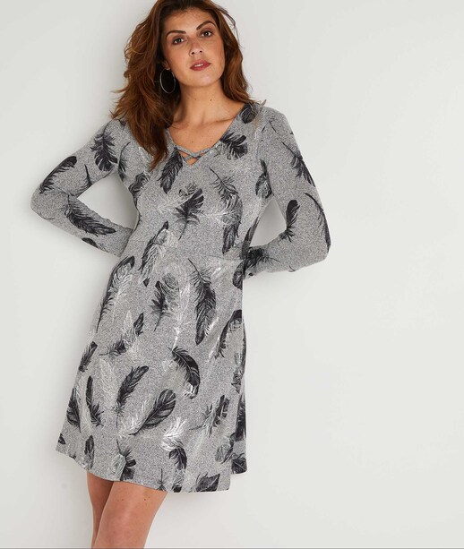 Robe grise imprimée femme GRIS