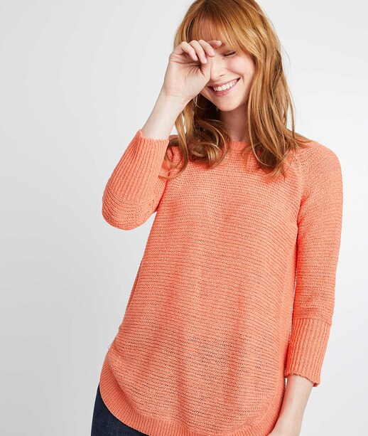 Pull fil ruban uni femme MANDARINE