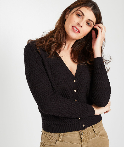 Gilet noir femme 100% coton NOIR