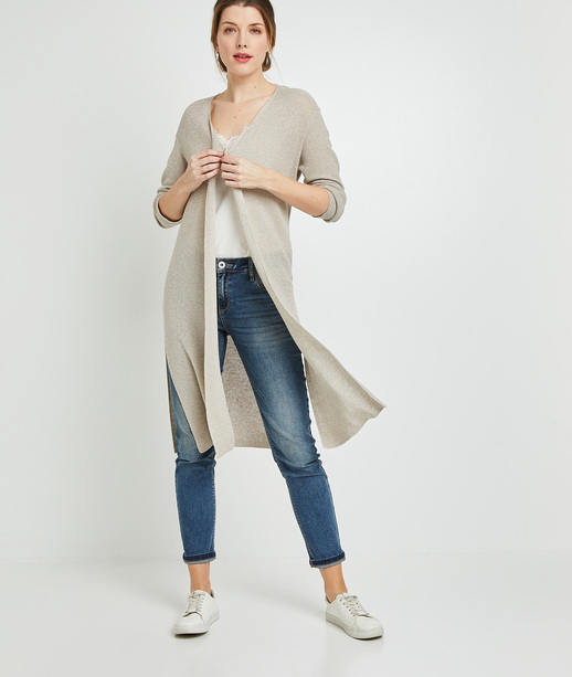 Gilet long et fin femme BEIGE