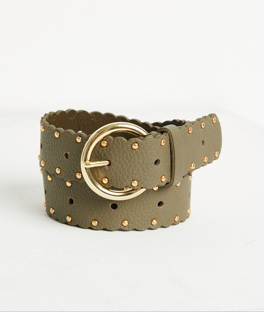 Ceinture à clous femme KAKI