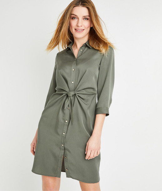 Robe chemisier kaki en lyocell femme KAKI
