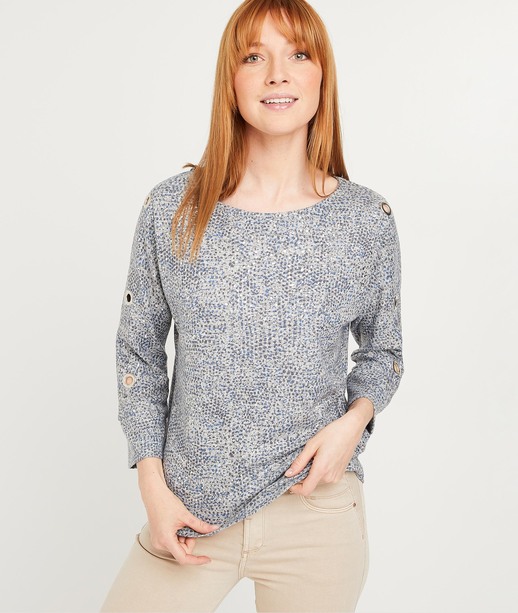 T-shirt imprimé avec oeillets femme GRIS