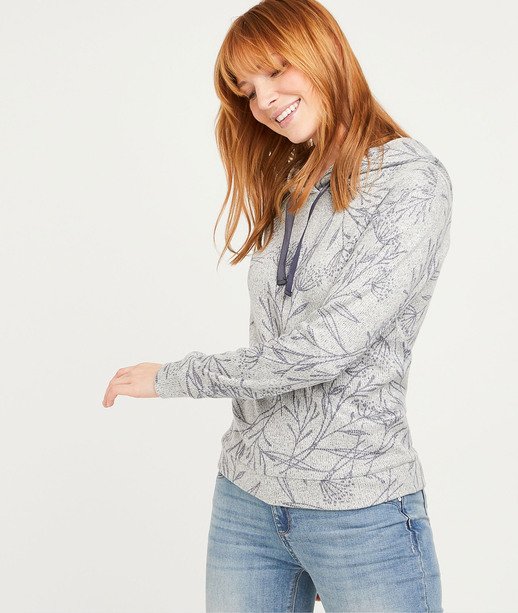 Sweat à capuche imprimé femme GRIS