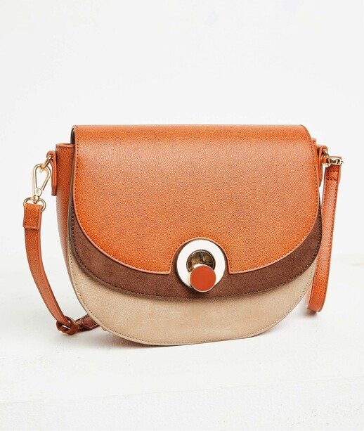 Sac tricolore à rabat femme BEIGE