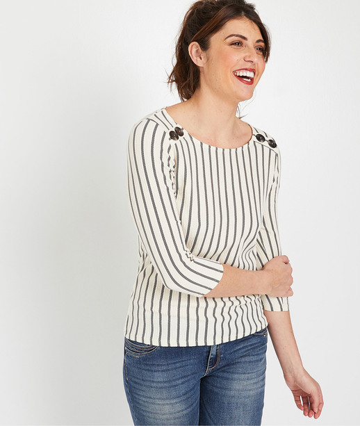 T-shirt rayé femme ECRU