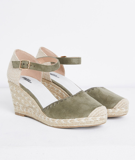 Espadrille à talon compensé femme KAKI