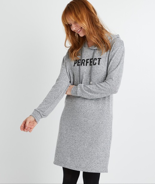 Robe pull à capuche femme GRIS