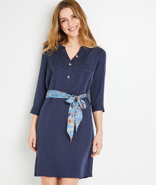 Robe en lyocell marine femme MARINE