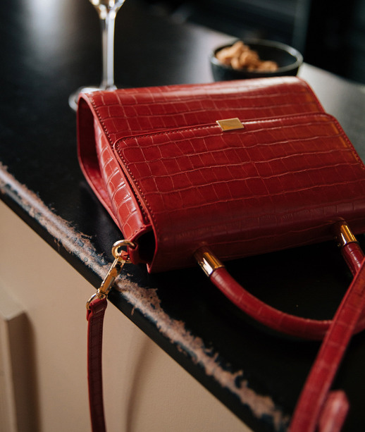 Mini sac effet croco corail CORAIL