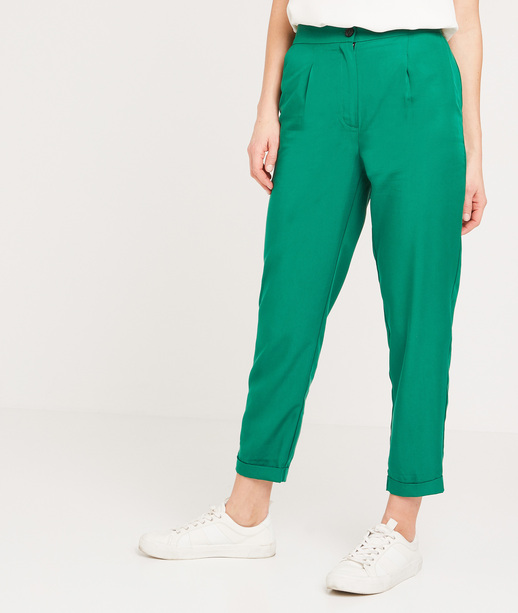 Pantalon en lyocell vert femme VERT
