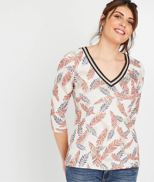 T-shirt imprimé doux femme BEIGE