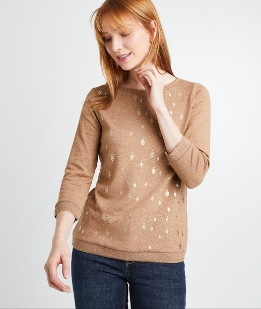 T-shirt taupe à motifs femme TAUPE
