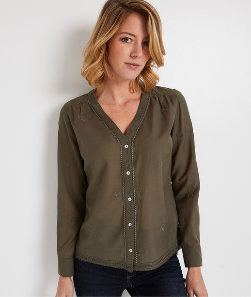 Chemise fluide kaki femme KAKI