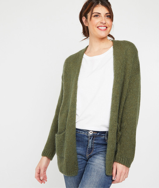 Gilet long vert femme VERT