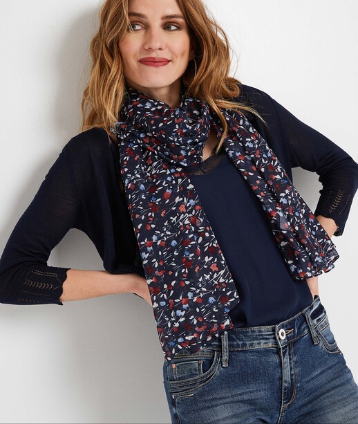 Etole imprimé fleuri femme MARINE