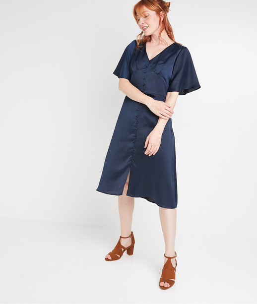 Robe marine satinée femme MARINE