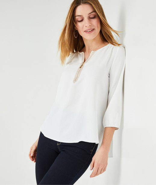 Blouse écrue zippée femme ECRU