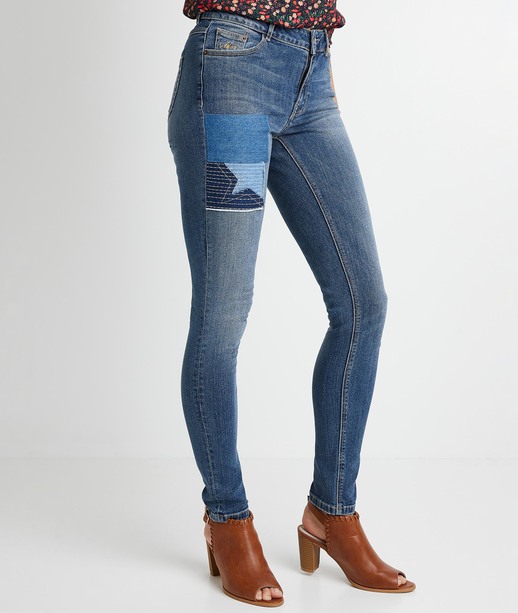 Jean slim avec patch femme DARK STONE