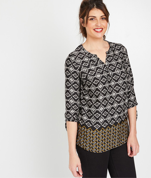 Tunique imprimée fond noir femme NOIR